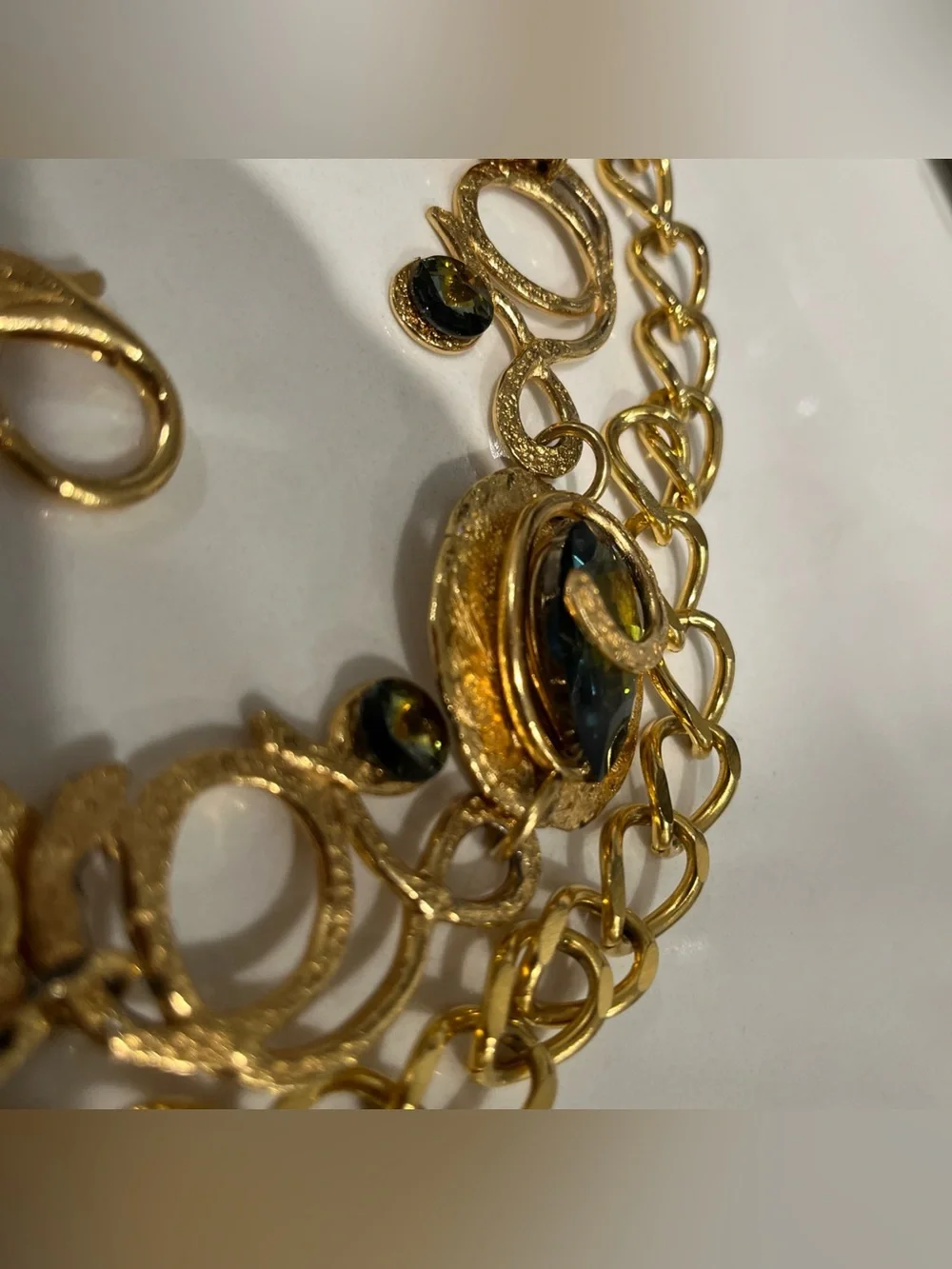Gold Tone Crystal Chain 43 Inch Long Belt Stunning. Vintage